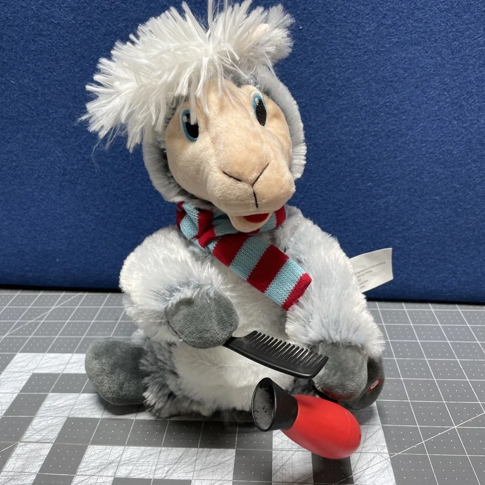 Gemmy Animated Singing Hair Styling Gray‎ Llama Tested Works